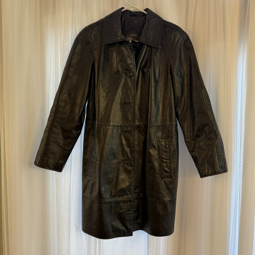 VTG  Women's Leather Jacket 11/12 Black Classic Quiet Luxury